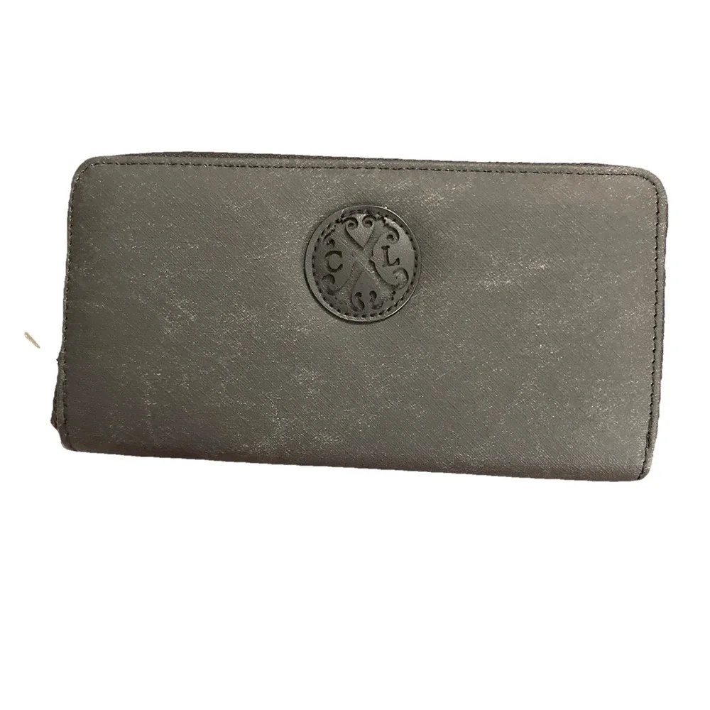 CXL Christian Lacroix Detachable Wristlet Wallet Black Denim Double‎ Zipper NWT